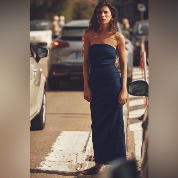 Zara ZW Strapless Denim Dress - Picture 14 of 17